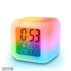 Digital Square Shape Changing Led Digital Alarm Clock With Date Time Temperature Office