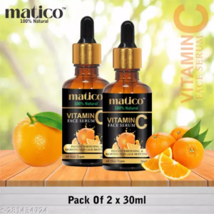 Matico Brightening & Whitening Vitamin C Face Serum, hyaluronic for Anti pimple, Acne Free Skin, Aloe Vera extract for face Anti Ageing, Face Oil & Serum for Dry Skin and Oily Skin, Fairness & Face Glow | 50ml *2