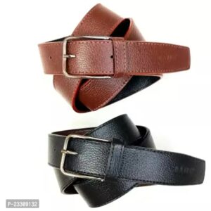 Elegant leather solid belts for men pack of 2