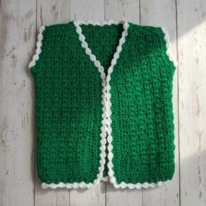 Handmade Crochet Woolen Green Vest (Unisex)