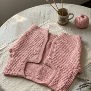Handmade Woolen Ladies Blouse – Soft Pink Buttoned Design | Elegant Winter Wear