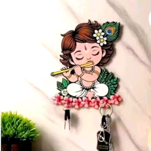 Krishna Wooden Wall Key Holder, Key Hanger for Wall
