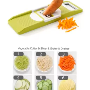 6 in 1 Slicer & Grater with Safety Holder & Extra Sharp V Blade